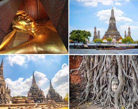 【三大寺院と王宮を巡るバンコク市内観光 + 世界遺産アユタヤ遺跡 + 象乗り体験